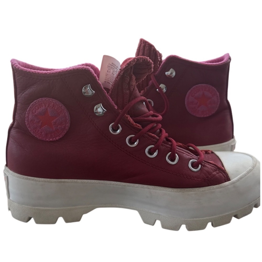 Converse Chuck Taylor All Star RED LUGG  Gore-Tex Leather 5.5 WomensD